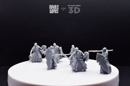Bloody Elf with Spear and Shield (Crests included) - Davale Games - 3D Printed with high quality resin for LOTR/D&D games