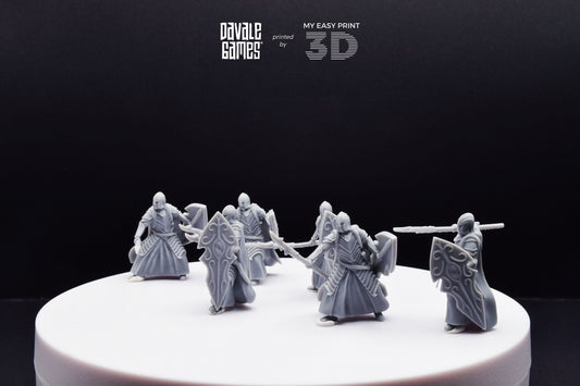 Bloody Elf with Spear and Shield (Crests included) - Davale Games - 3D Printed with high quality resin for LOTR/D&D games