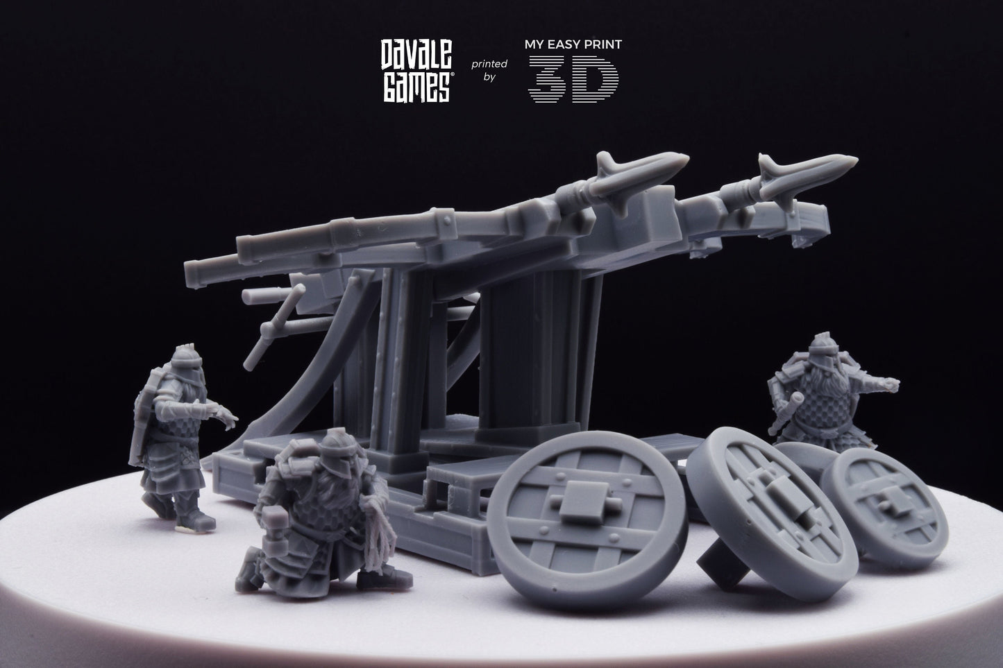 Silver Goat Dwarves Ballista With Dotation - Davale Games - 3D Printed with high quality resin for LOTR/D&D games
