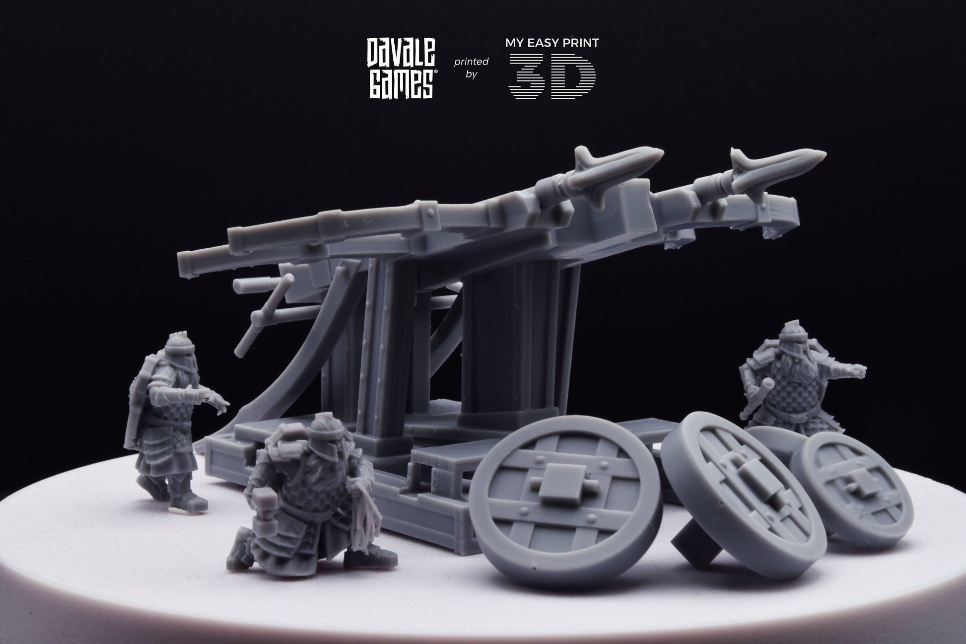 Silver Goat Dwarves Ballista With Dotation - Davale Games - 3D Printed with high quality resin for LOTR/D&D games
