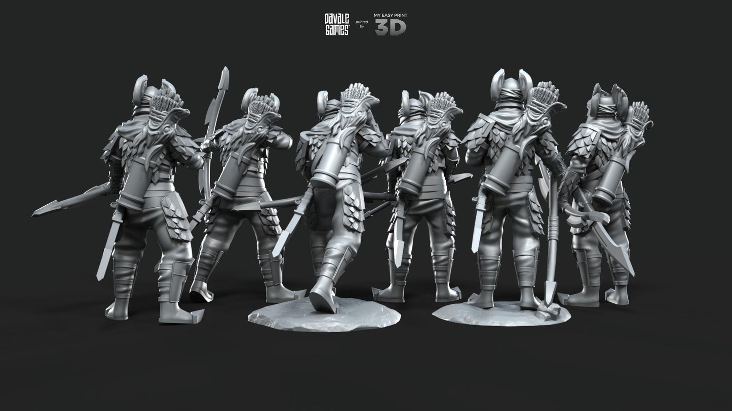 Dragon Army Archers - Davale Games - 3D Printed with high quality resin for LOTR/D&D games