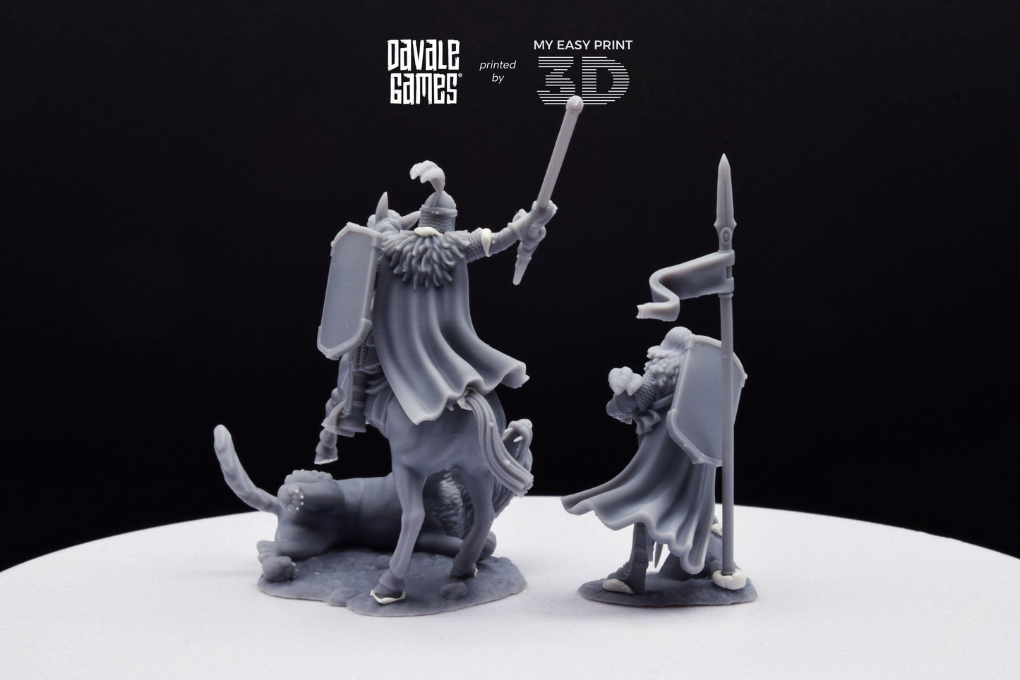 North Warrior Captain with Spear and Shield - Grey Castle - Foot and Mounted - Davale Games - 3D Printed with HQ resin for LOTR/D&D games