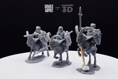 Silver Goat Dwarf Spearman - Mounted - Davale Games - 3D Printed with high quality resin for LOTR/D&D games
