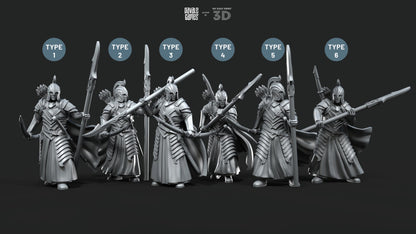 Bloody Elves Warriors with Bow and Spear - Davale Games - 3D Printed with high quality resin for LOTR/D&D games