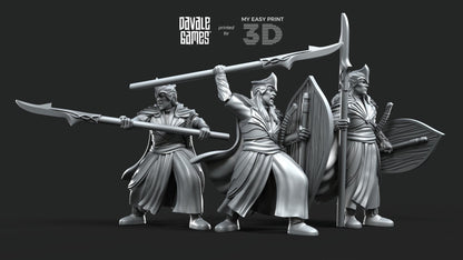 Galanthir Elves Spearmen with Optional Shield - Davale Games - 3D Printed with high quality resin for LOTR/D&D games