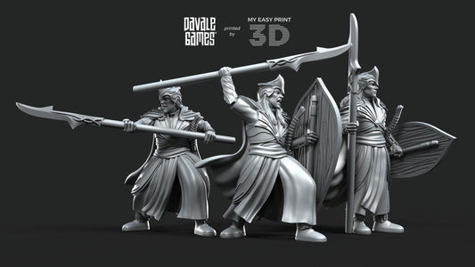 Galanthir Elves Spearmen with Optional Shield - Davale Games - 3D Printed with high quality resin for LOTR/D&D games