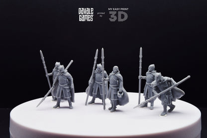 Grey Castle Court Guards with Spear - Foot - Davale Games - 3D Printed with high quality resin for LOTR/D&D games