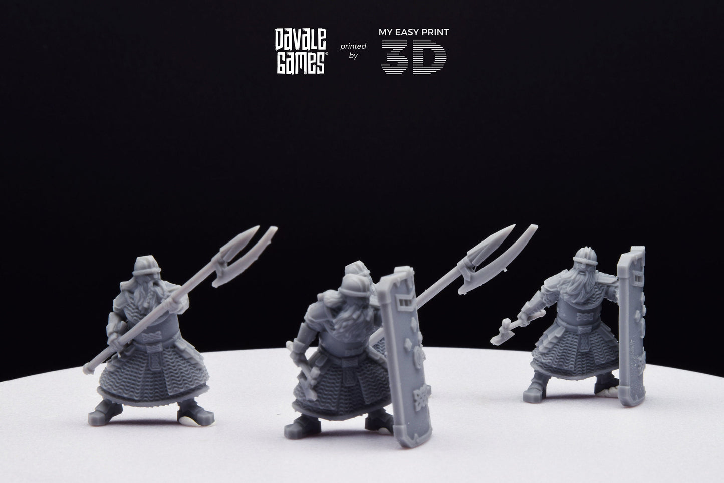 Cript Dwarf Guard Spear and Shield - Davale Games - 3D Printed with high quality resin for LOTR/D&D games