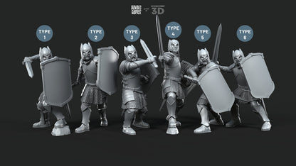 Grey Castle Warriors with swords - Davale Games - 3D Printed with high quality resin for LOTR/D&D games