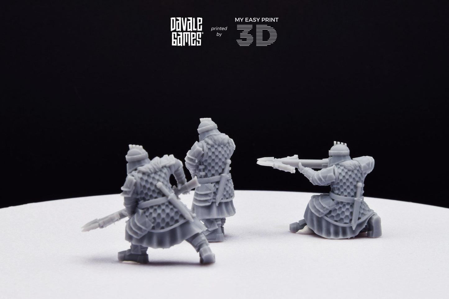Silver Goat Dwarves with Crossbow - Davale Games - 3D Printed with high quality resin for LOTR/D&D games