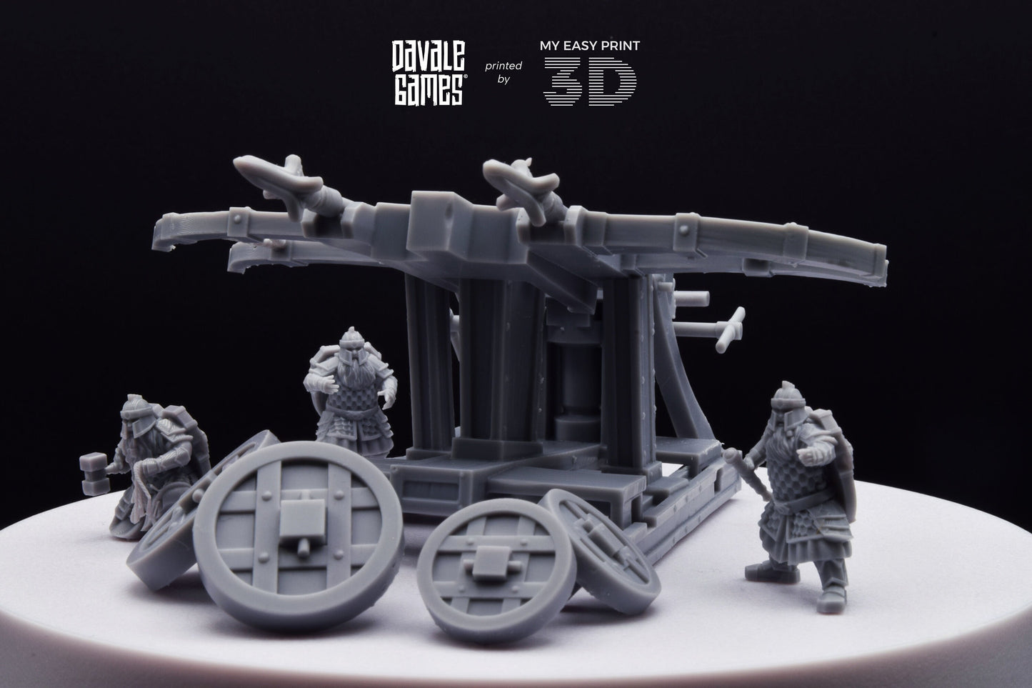 Silver Goat Dwarves Ballista With Dotation - Davale Games - 3D Printed with high quality resin for LOTR/D&D games