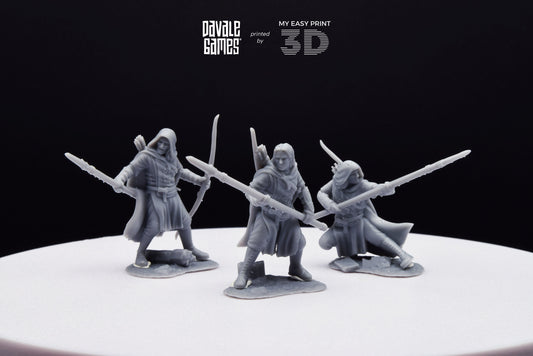 Grey Castle Rangers with Spear and Bow - Davale Games - 3D Printed with high quality resin for LOTR/D&D games