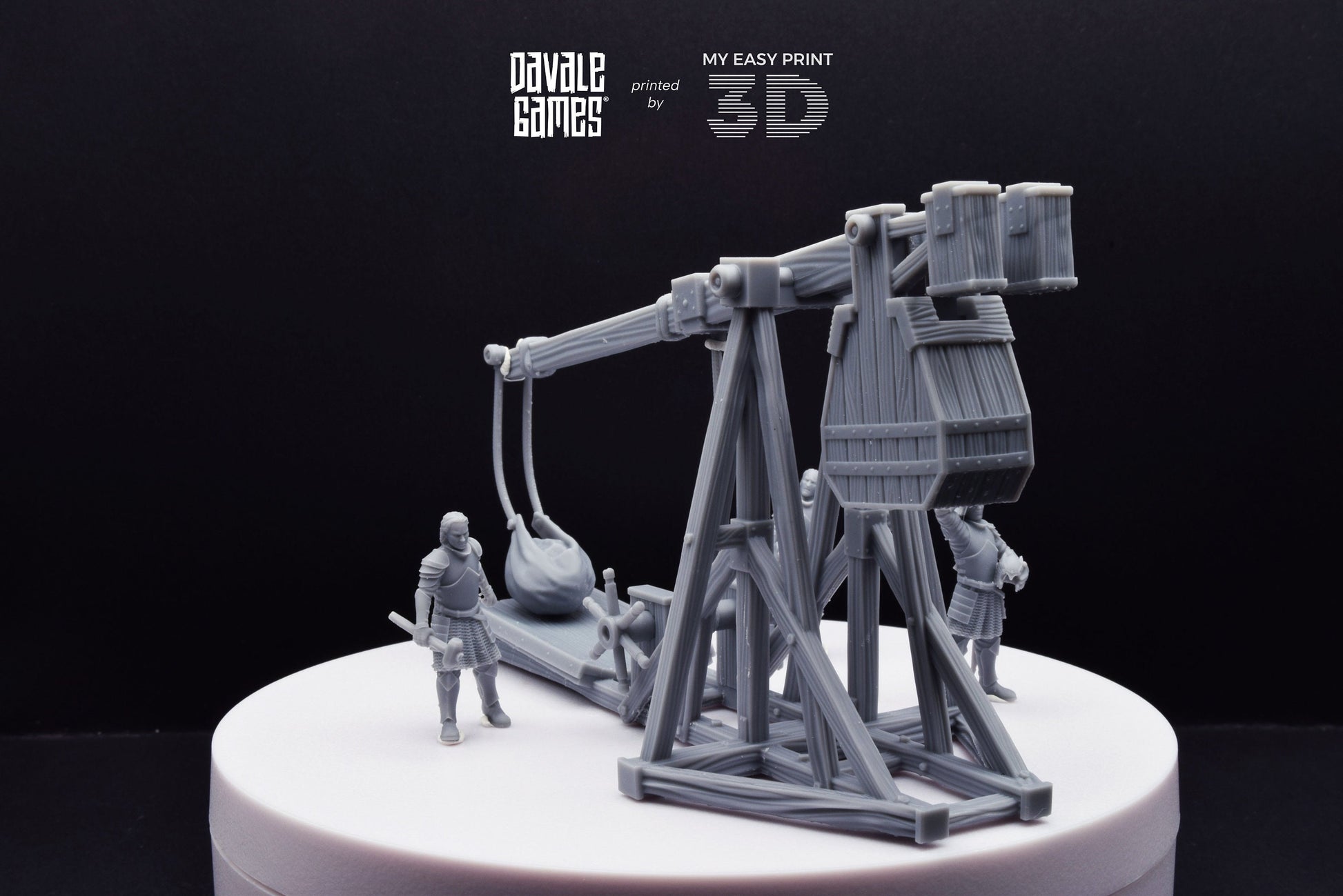 Grey Castle Trebuchet with Dotation - Davale Games - 3D Printed with high quality resin for LOTR/D&D games