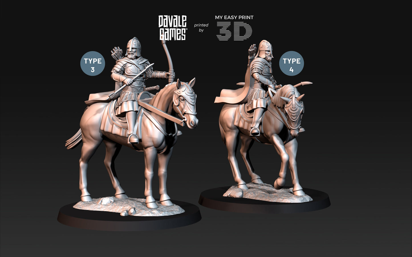 West Humans Outriders - Foot and Mounted - Davale Games - 3D Printed with high quality resin for LOTR/D&D games