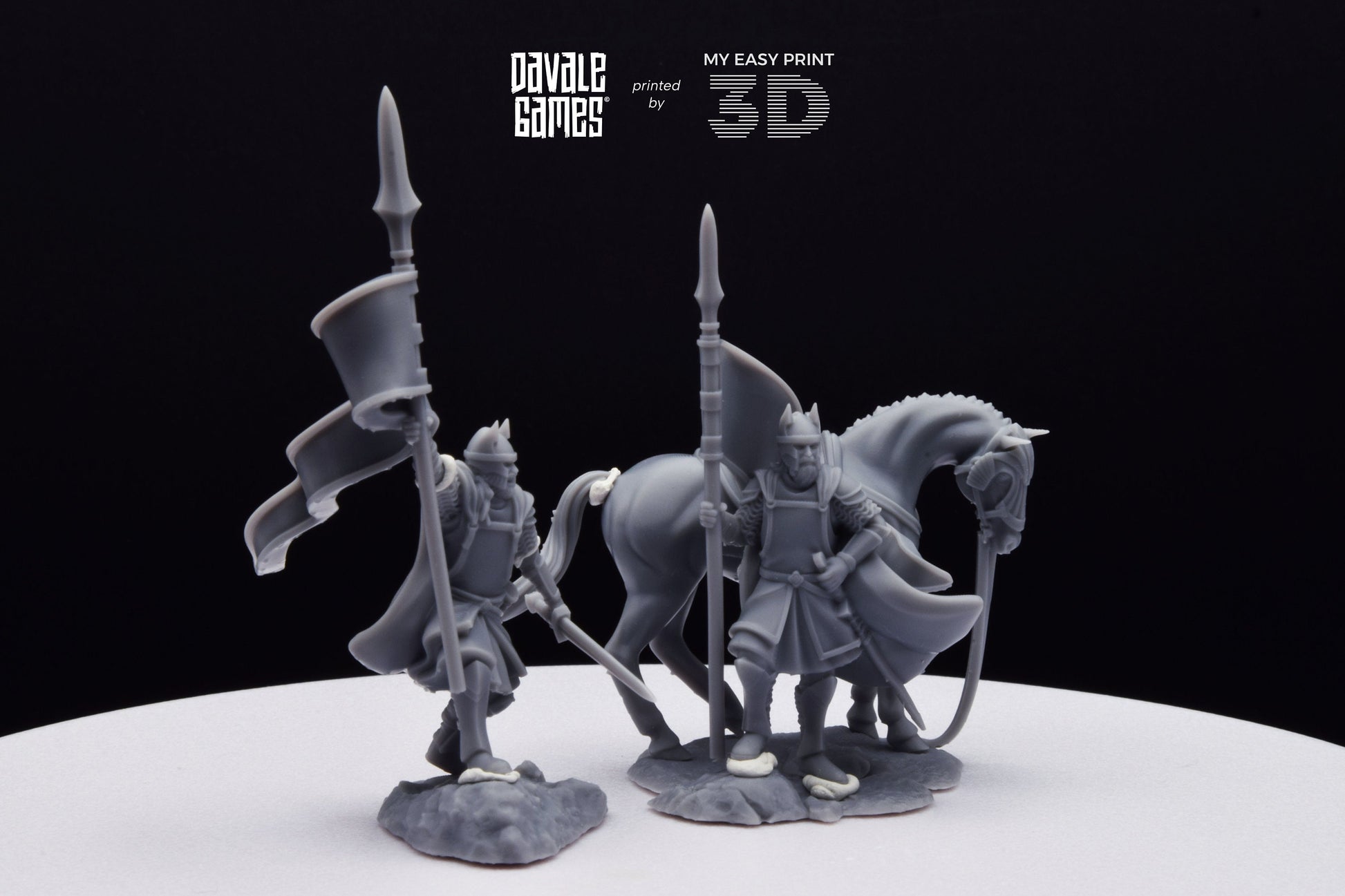 High Human Banner - Foot and Mounted - Davale Games - 3D Printed with high quality resin for LOTR/D&D games