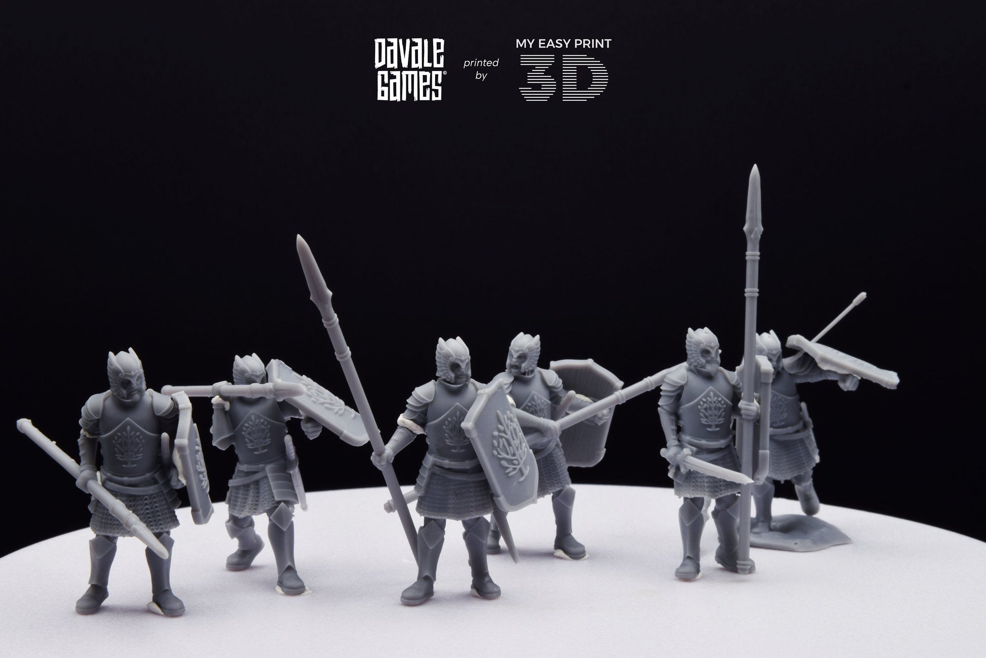 Grey Castle Warriors with Spears - Foot - Davale Games - 3D Printed with high quality resin for LOTR/D&D games