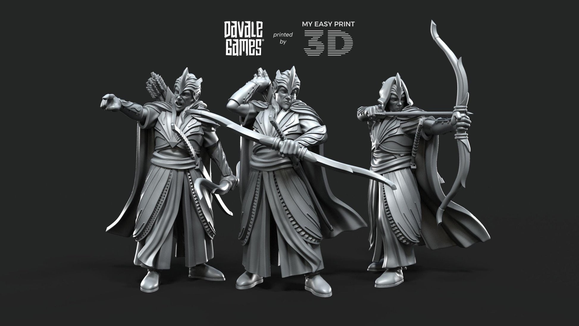 Galanthir Elves - Archers - Davale Games - 3D Printed with high quality resin for LOTR/D&D games