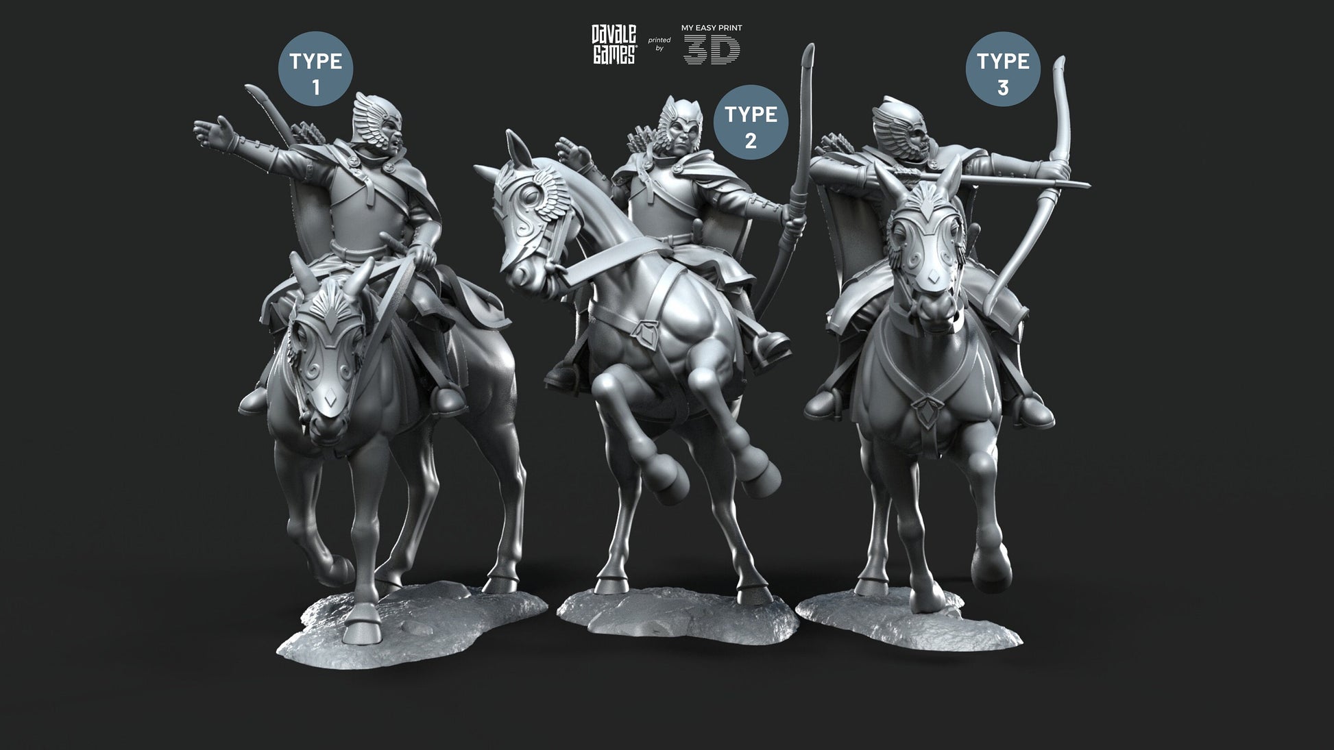 Grey Castle Court Guards - Davale Games - 3D Printed with high quality resin for LOTR/D&D games