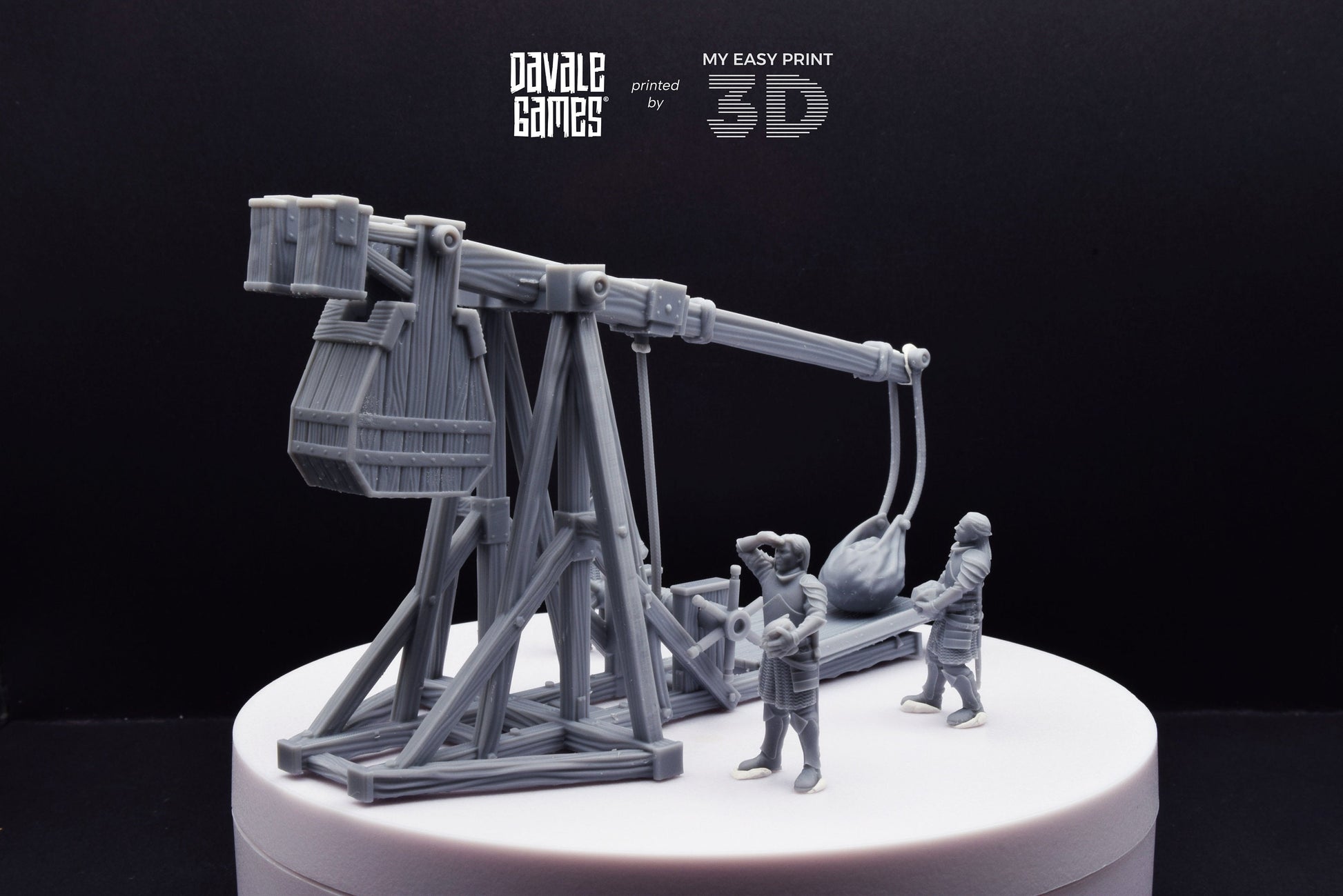 Grey Castle Trebuchet with Dotation - Davale Games - 3D Printed with high quality resin for LOTR/D&D games