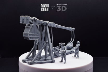 Grey Castle Trebuchet with Dotation - Davale Games - 3D Printed with high quality resin for LOTR/D&D games