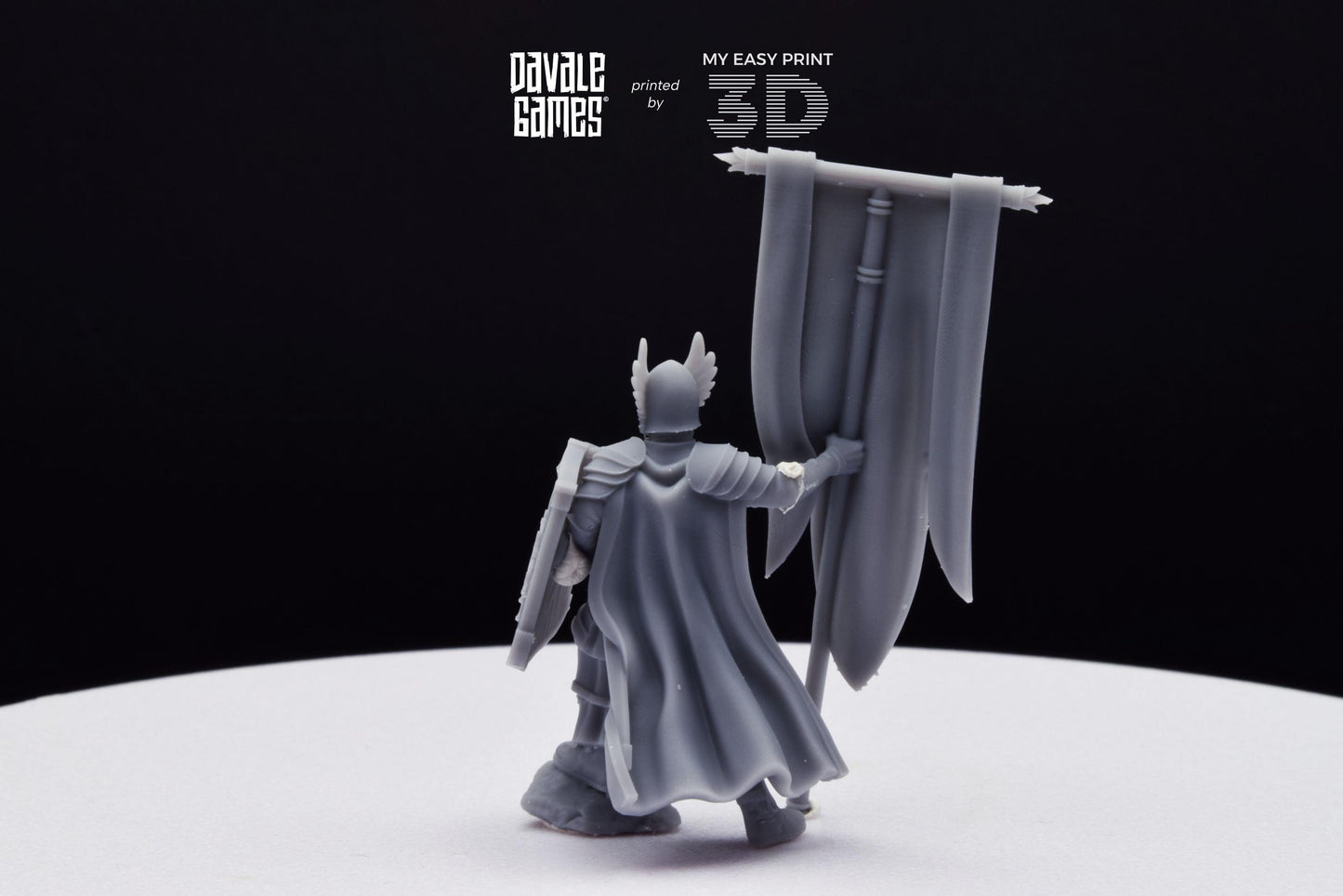 Grey Castle Tree Guard With Banner - Foot - Davale Games - 3D Printed with high quality resin for LOTR/D&D games