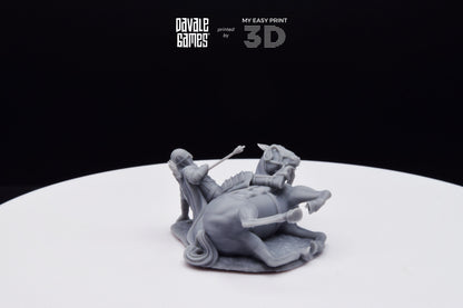 Death West Human on Horse - Mounted - Davale Games - 3D Printed with high quality resin for LOTR/D&D games