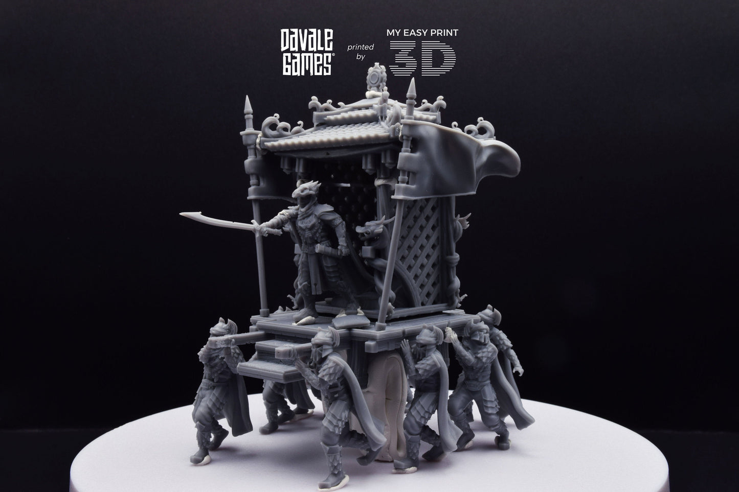 Dragon Army King on Palanquin [Ver. B] - Davale Games - 3D Printed with high quality resin for LOTR/D&D games