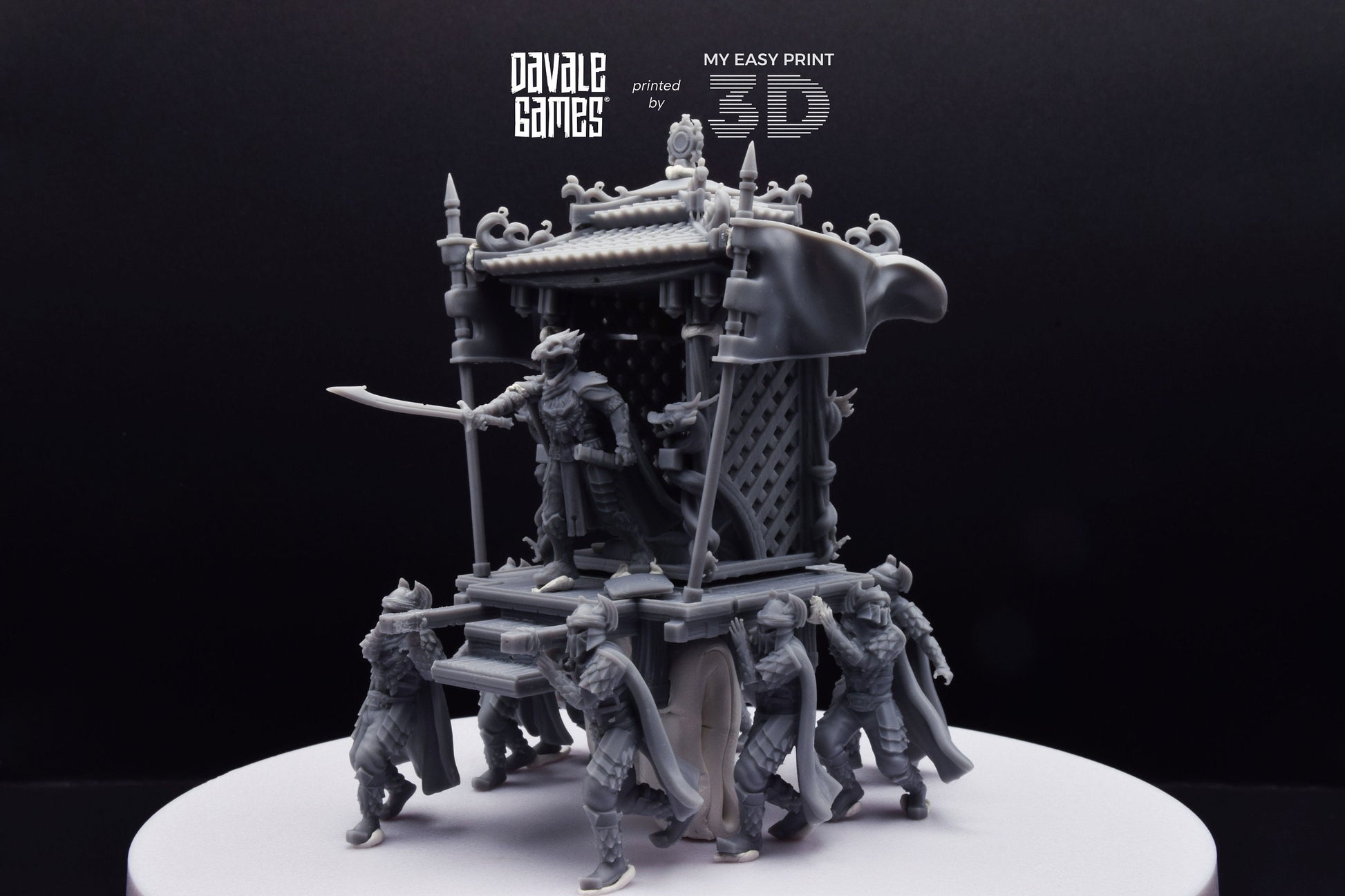 Dragon Army King on Palanquin [Ver. B] - Davale Games - 3D Printed with high quality resin for LOTR/D&D games