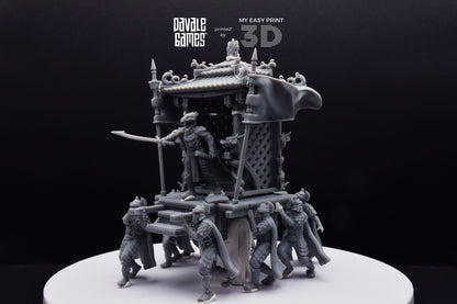 Dragon Army King on Palanquin [Ver. B] - Davale Games - 3D Printed with high quality resin for LOTR/D&D games