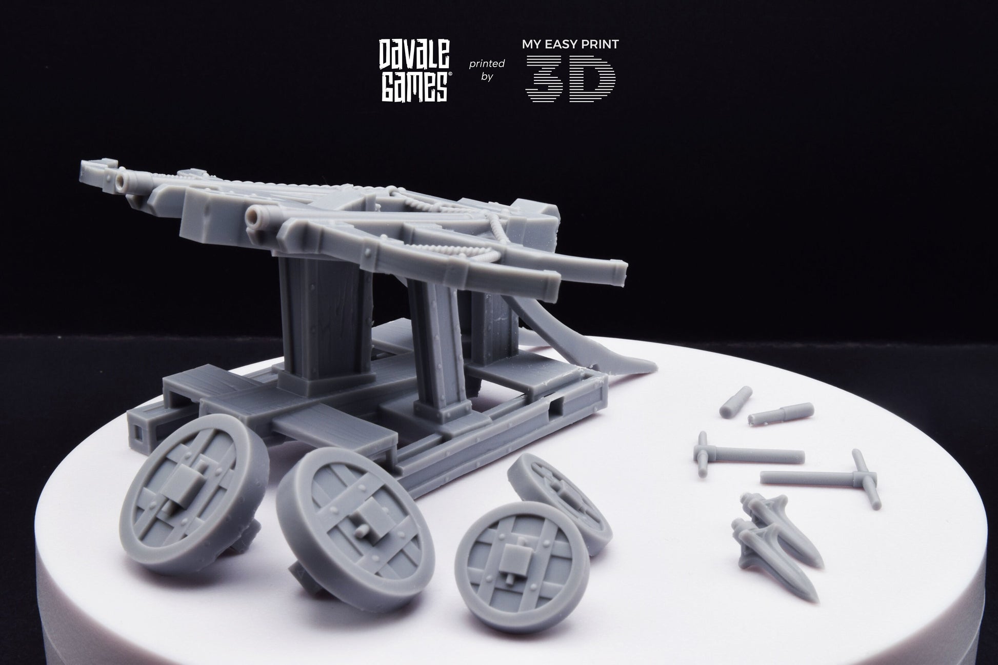 Silver Goat Dwarves Ballista With Dotation - Davale Games - 3D Printed with high quality resin for LOTR/D&D games