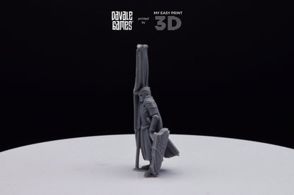 Armoured Wood Elf on Foot Banner 2 - Davale Games - 3D Printed with high quality resin for LOTR/D&D games