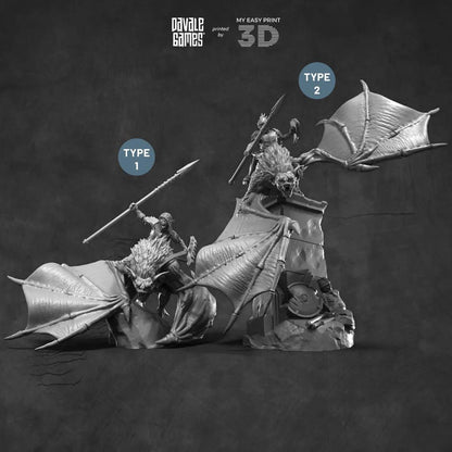 Bat Riders - Goblins of the cave - Davale Games - 3D Printed with high quality resin for LOTR/D&D games