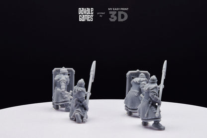 Cript Dwarf Guard Spear and Shield - Davale Games - 3D Printed with high quality resin for LOTR/D&D games