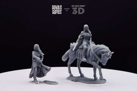 Bloody Elf Maiden - Foot and Mounted - Davale Games - 3D Printed with high quality resin for LOTR/D&D games