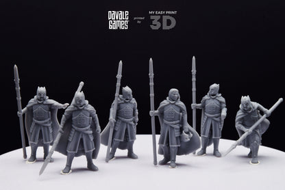 Grey Castle Court Guards with Spear - Foot - Davale Games - 3D Printed with high quality resin for LOTR/D&D games
