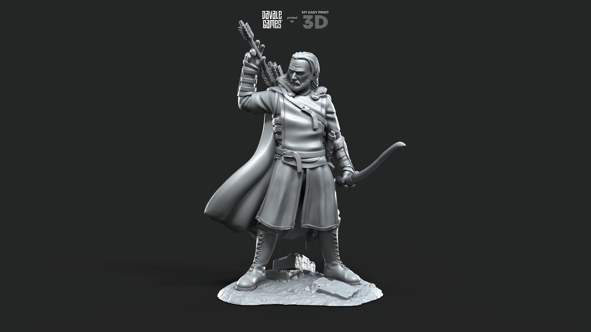 Damord, Captain of Rangers - Grey Castle - Davale Games - 3D Printed with high quality resin for LOTR/D&D games