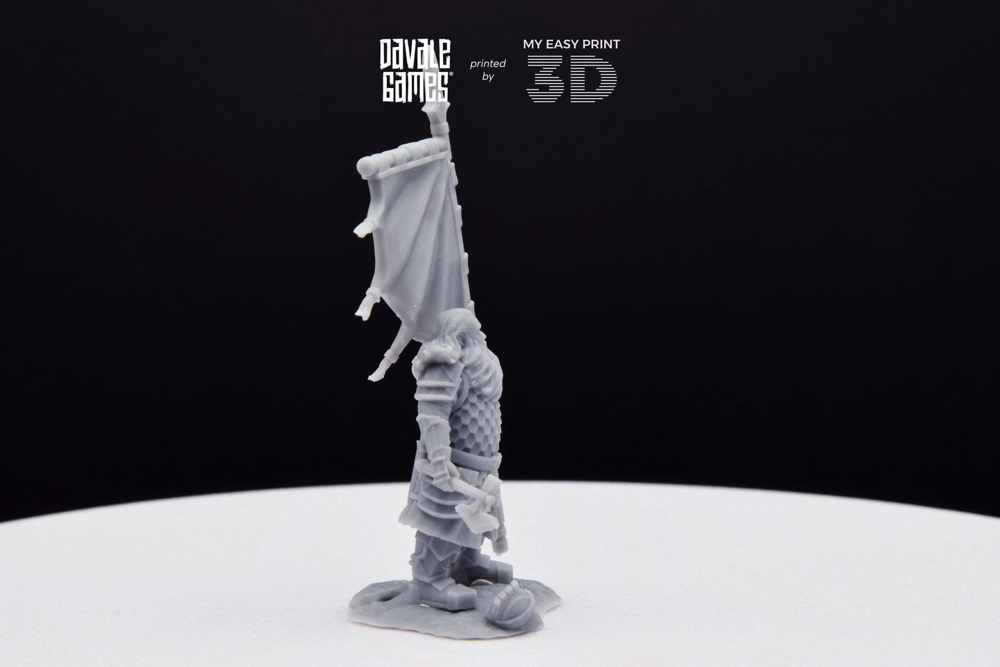 Silver Goat Dwarves Banner on foot - Davale Games - 3D Printed with high quality resin for LOTR/D&D games