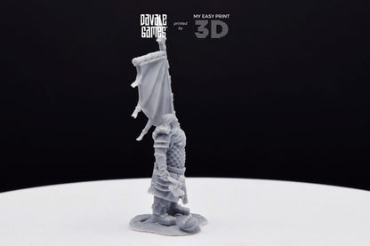 Silver Goat Dwarves Banner on foot - Davale Games - 3D Printed with high quality resin for LOTR/D&D games
