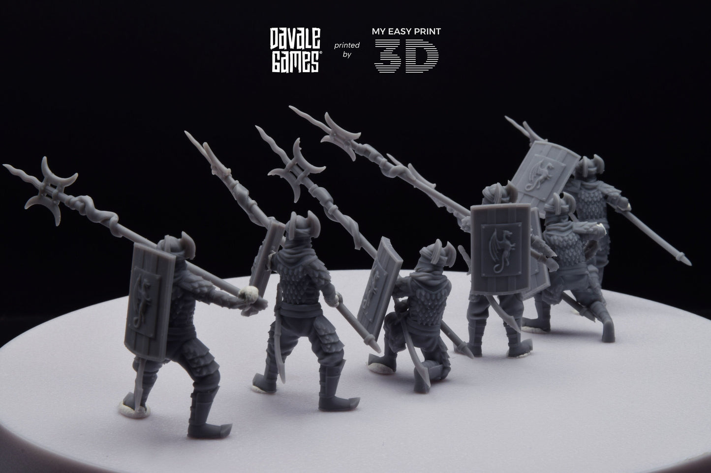 Dragon Army Long Spear Warriors - Davale Games - 3D Printed with high quality resin for LOTR/D&D games