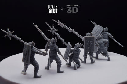 Dragon Army Long Spear Warriors - Davale Games - 3D Printed with high quality resin for LOTR/D&D games