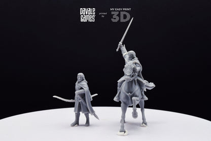 Captain of the Grey Castle - Foot and Mounted - Davale Games - 3D Printed with high quality resin for LOTR/D&D games