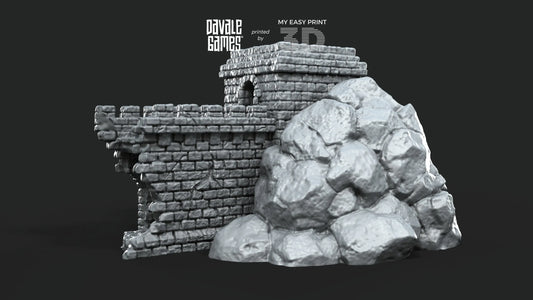 Broken Wall - Scenery/Terrain - Davale Games - 3D Printed with high quality resin for LOTR/D&D games