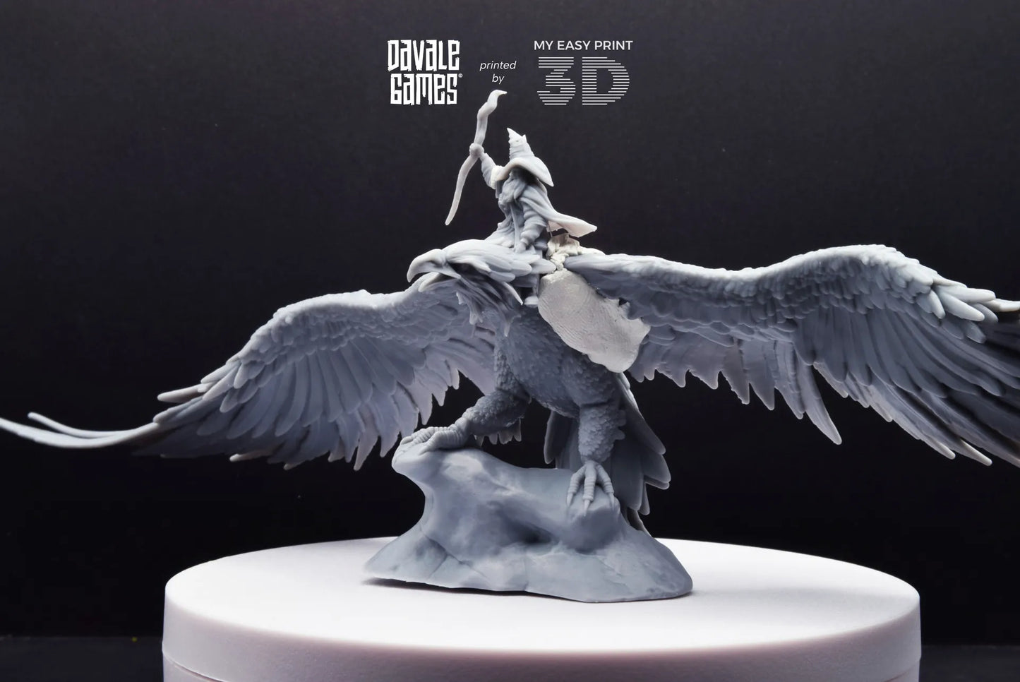 Mage on Eagle - Davale Games - 3D Printed with high quality resin for LOTR/D&D games
