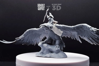 Mage on Eagle - Davale Games - 3D Printed with high quality resin for LOTR/D&D games