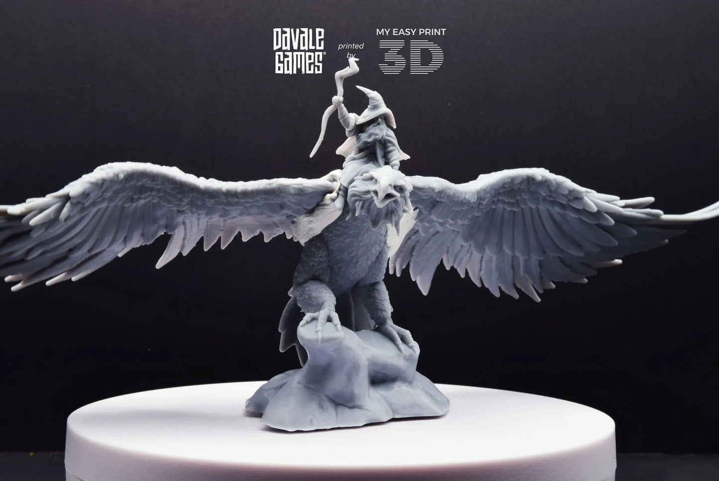 Mage on Eagle - Davale Games - 3D Printed with high quality resin for LOTR/D&D games