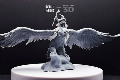 Mage on Eagle - Davale Games - 3D Printed with high quality resin for LOTR/D&D games