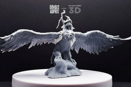 Mage on Eagle - Davale Games - 3D Printed with high quality resin for LOTR/D&D games
