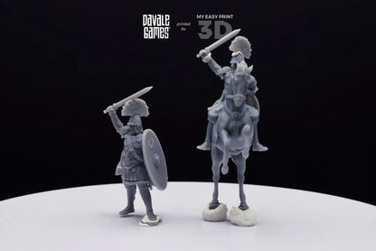 Aetius Roman General - Battle of The Catalaunian Plains - Foot and Mounted - Davale Games - Historical games - 3D Printed high quality resin