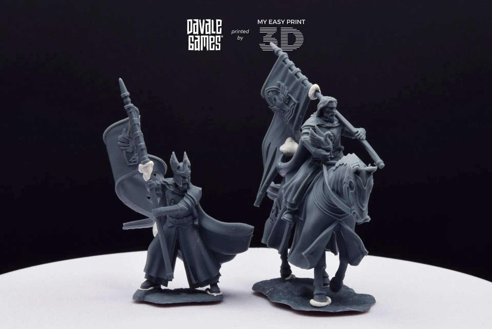 White Swan Rider Banner - Foot and Mounted - Davale Games - 3D Printed with high quality resin for LOTR/D&D games