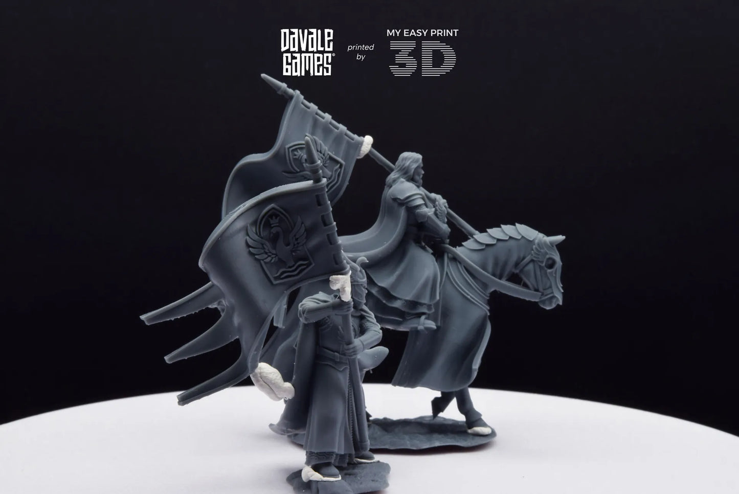 White Swan Rider Banner - Foot and Mounted - Davale Games - 3D Printed with high quality resin for LOTR/D&D games
